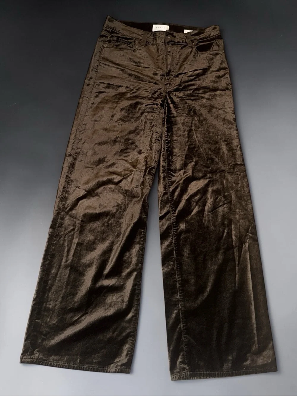 Frame Le Slim Palazzo Pant in Dark Clove Velvet Size 28 - Picture 12 of 14